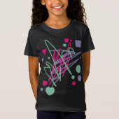 Girly Pink Blue Aqua Scribbles Herz Square Circle T-Shirt (Vorderseite)