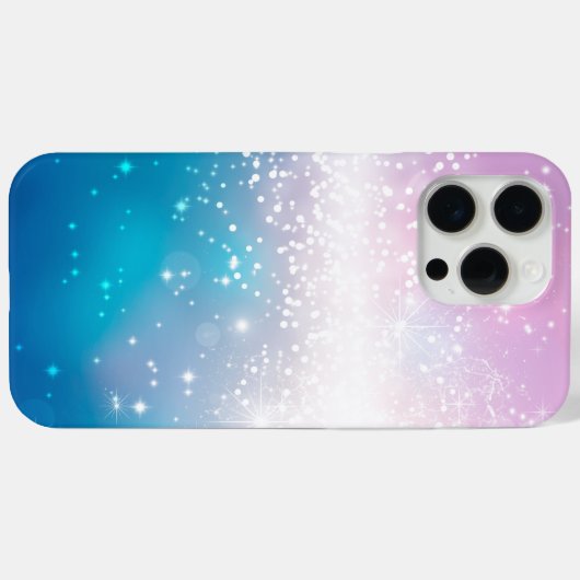 Girly Pink Blue Glitzer Bokeh Lights Case-Mate iPhone Hülle (Rückseite (Horizontal))