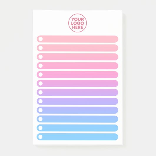 Girly Pink Blue Gradient Business Logo To Do List Post-it Klebezettel (Vorderseite)