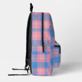 Girly Pink & Blue Kariert Monogram Initials Bedruckter Rucksack (Links)