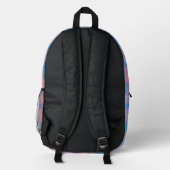 Girly Pink & Blue Kariert Monogram Initials Bedruckter Rucksack (Rückseite)