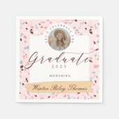 Girly Pink & Blue Terrazzo Foto Graduation Party Serviette (Vorderseite)