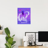 Girly Pink & Blue Unicorn Personalisiert Poster (Heimbüro)