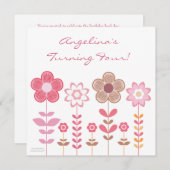 Girly Pink Blume Custom Geburtstagseinladung Einladung (Vorne/Hinten)