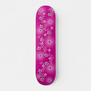 Girly Pink-Blume Skateboard