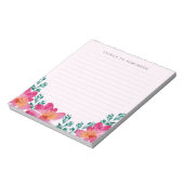 Girly Pink Blume Wasserfarben Memo Notizblock (Rotiert)
