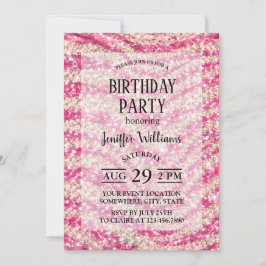 Girly Pink Blush Glitter Zebra-Muster             Einladung