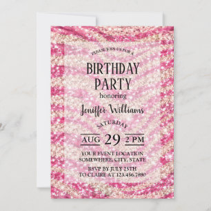 Girly Pink Blush Glitter Zebra-Muster             Einladung