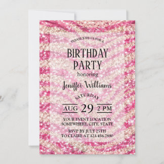 Girly Pink Blush Glitter Zebra-Muster Einladung