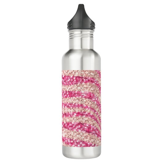 Girly Pink Blush Glitter Zebra Pattern             Edelstahlflasche (Links)