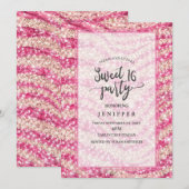 Girly Pink Blush Glitter Zebra Pattern Einladung (Vorne/Hinten)