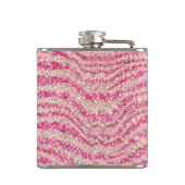 Girly Pink Blush Glitter Zebra Pattern             Flachmann (Rückseite)