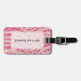 Girly Pink Blush Glitter Zebra Pattern             Gepäckanhänger