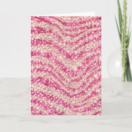 Girly Pink Blush Glitter Zebra Pattern             Karte