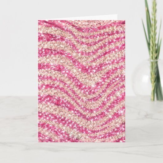 Girly Pink Blush Glitter Zebra Pattern Karte (Vorderseite)