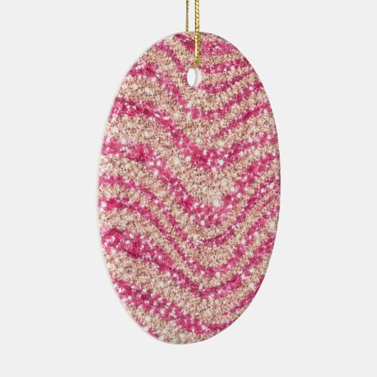 Girly Pink Blush Glitter Zebra Pattern             Keramik Ornament (Rechts)
