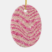 Girly Pink Blush Glitter Zebra Pattern Keramik Ornament (Vorne)
