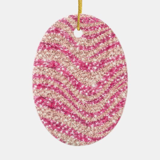Girly Pink Blush Glitter Zebra Pattern             Keramik Ornament (Vorne)