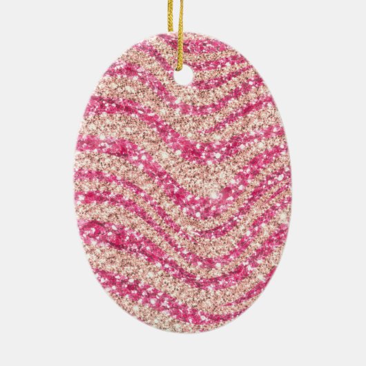 Girly Pink Blush Glitter Zebra Pattern             Keramik Ornament (Hinten)
