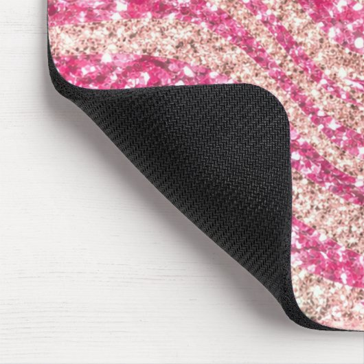 Girly Pink Blush Glitter Zebra Pattern Mousepad (Ecke)