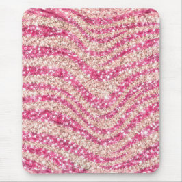 Girly Pink Blush Glitter Zebra Pattern             Mousepad