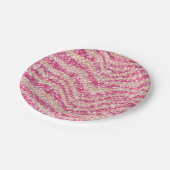 Girly Pink Blush Glitter Zebra Pattern Pappteller (Schrägansicht)