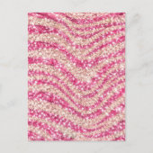 Girly Pink Blush Glitter Zebra Pattern             Postkarte (Vorderseite)