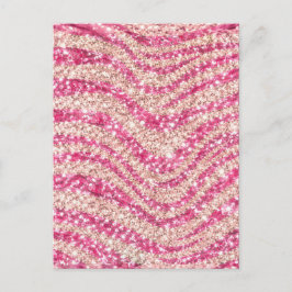 Girly Pink Blush Glitter Zebra Pattern             Postkarte