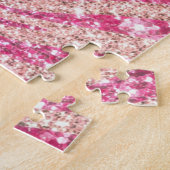 Girly Pink Blush Glitter Zebra Pattern             Puzzle (Seite)