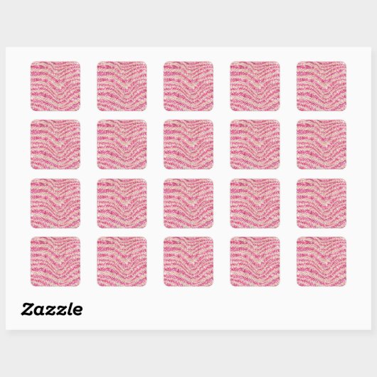 Girly Pink Blush Glitter Zebra Pattern Quadratischer Aufkleber (Blatt)