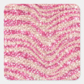 Girly Pink Blush Glitter Zebra Pattern Quadratischer Aufkleber (Vorderseite)
