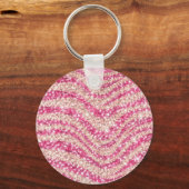 Girly Pink Blush Glitter Zebra Pattern             Schlüsselanhänger (Rückseite)