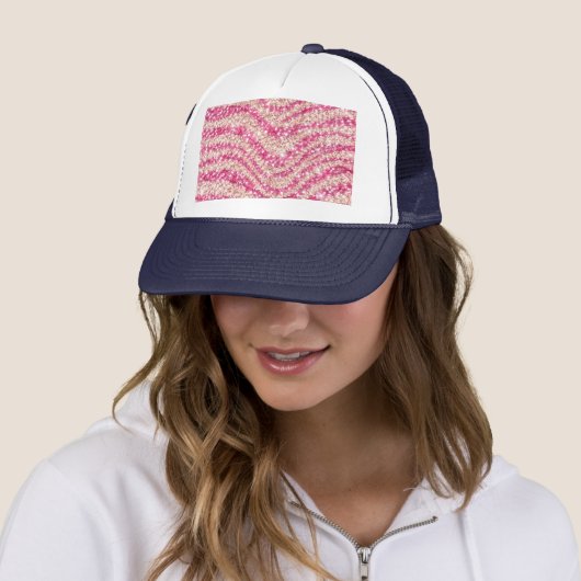 Girly Pink Blush Glitter Zebra Pattern Truckerkappe (Beispiel)