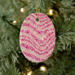 Girly Pink Blush Glitter Zebramuster             Keramik Ornament
