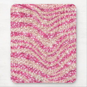 Girly Pink Blush Glitter Zebramuster Mousepad