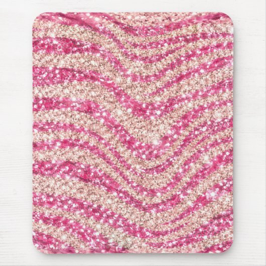 Girly Pink Blush Glitter Zebramuster             Mousepad (Vorne)