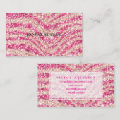 Girly Pink Blush Glitter Zebramuster Visitenkarte (Vorne/Hinten)