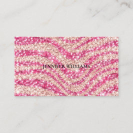 Girly Pink Blush Glitter Zebramuster             Visitenkarte