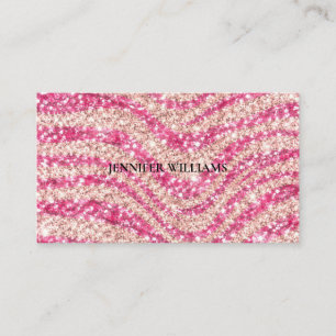 Girly Pink Blush Glitter Zebramuster Visitenkarte