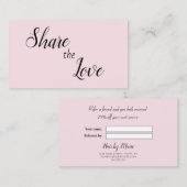 Girly Pink Blush Teilen Sie die Liebe Empfehlungskarte (Vorne/Hinten)