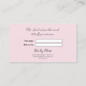 Girly Pink Blush Teilen Sie die Liebe Empfehlungskarte (Rückseite)