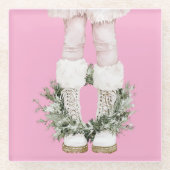 Girly Pink Boots Legs Glasuntersetzer (Vorderseite)