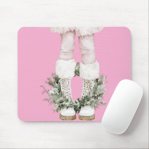 Girly Pink Boots Legs Mousepad