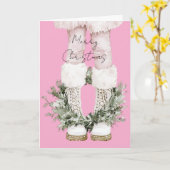 Girly Pink Boots Legs Weihnachten Karte (Gelbe Blume)