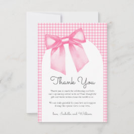 Girly Pink Bow Baby Shower Thank You Card Dankeskarte
