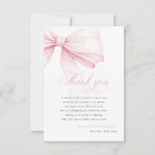 Girly Pink Bow Babydusche Dankeskarte (Vorderseite)