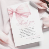 Girly Pink Bow Babydusche Dankeskarte