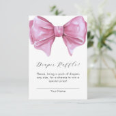 Girly Pink Bow Babydusche Windelwanne Begleitkarte (Stehend Vorderseite)