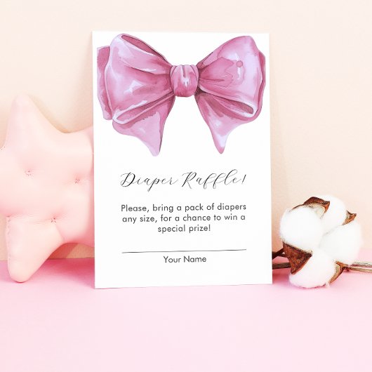 Girly Pink Bow Babydusche Windelwanne Begleitkarte