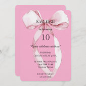 Girly Pink Bow Birthday Einladung (Vorne/Hinten)